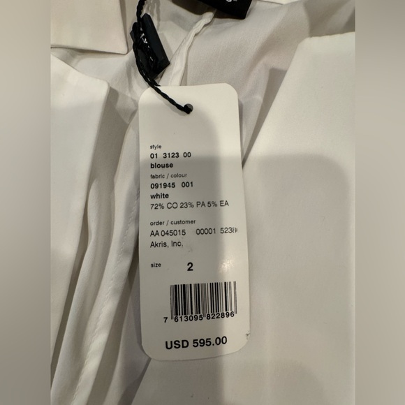 Akris Architecture Collection Stand-collar Blouse in White- Size 2 - NWT - Picture 12 of 16